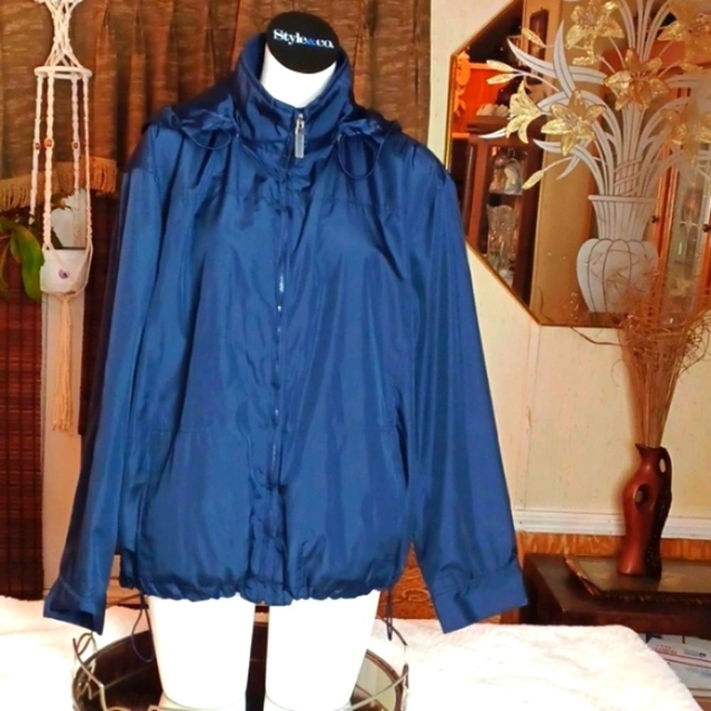 CB Woman's Windbreaker Blue Fleece Lined Jacket Sport Style XL